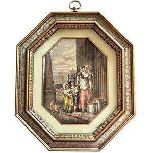 Vintage Turner Wall Accessory Cries Of London Octagonal Gold Frame Art Print